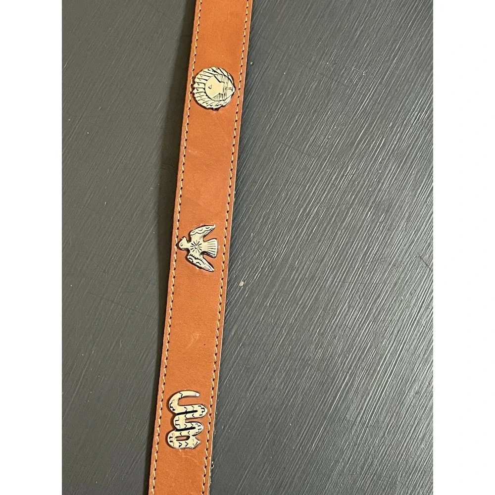 Vintage Levi's belt Women Western Boho Brown Leather Southwestern Silver‎ Concho